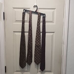 Elegant Men's Tie Set - Brown and Burgundy. 4 Set. Mix Match Anything Ties.